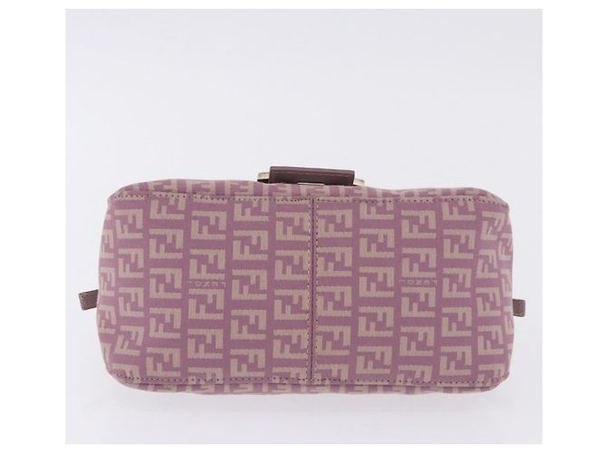 Borsa FENDI Zucchino Canvas Mini Mamma Baguette Bag Purple Silver Auth ki6806M Argento Porpora - vista 5