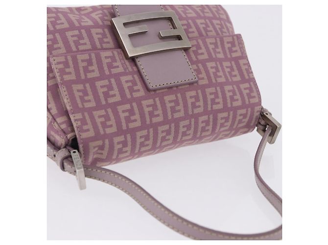 Borsa FENDI Zucchino Canvas Mini Mamma Baguette Bag Purple Silver Auth ki6806M Argento Porpora - vista 6