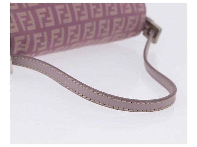 Borsa FENDI Zucchino Canvas Mini Mamma Baguette Bag Purple Silver Auth ki6806M Argento Porpora - vista 7