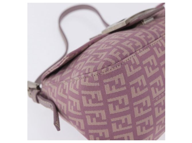 Borsa FENDI Zucchino Canvas Mini Mamma Baguette Bag Purple Silver Auth ki6806M Argento Porpora - vista 9