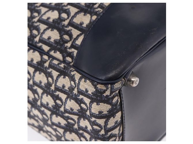 Borsa a mano Christian Dior Trotter Canvas Navy Silver Auth 197316A Argento Blu navy - vista 12