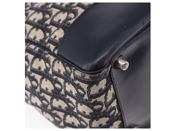 Borsa a mano Christian Dior Trotter Canvas Navy Silver Auth 197316A Argento Blu navy - vista 14