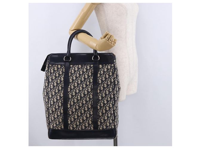 Borsa a mano Christian Dior Trotter Canvas Navy Silver Auth 197316A Argento Blu navy - vista 22
