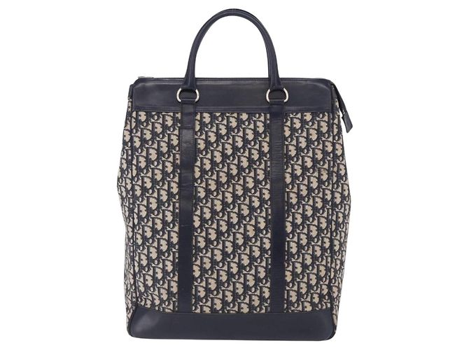 Borsa a mano Christian Dior Trotter Canvas Navy Silver Auth 197316A Argento Blu navy - vista 3
