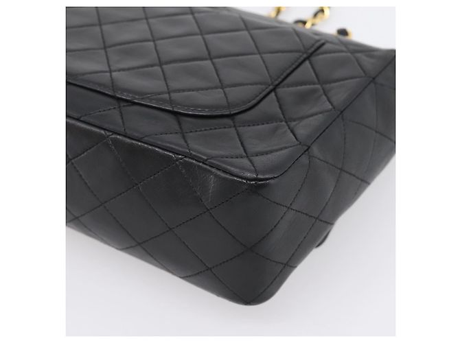 Sac CHANEL Double Flap Chain Matelasse en Agneau Noir et Or CC Auth yk20805SAM Doré - vue 12