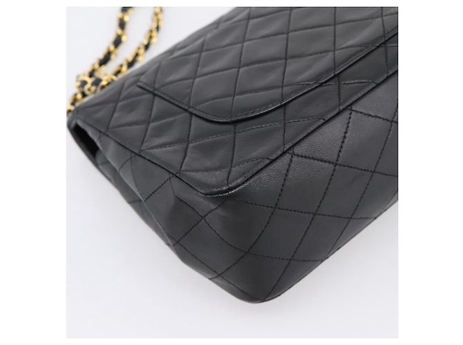 Sac CHANEL Double Flap Chain Matelasse en Agneau Noir et Or CC Auth yk20805SAM Doré - vue 13