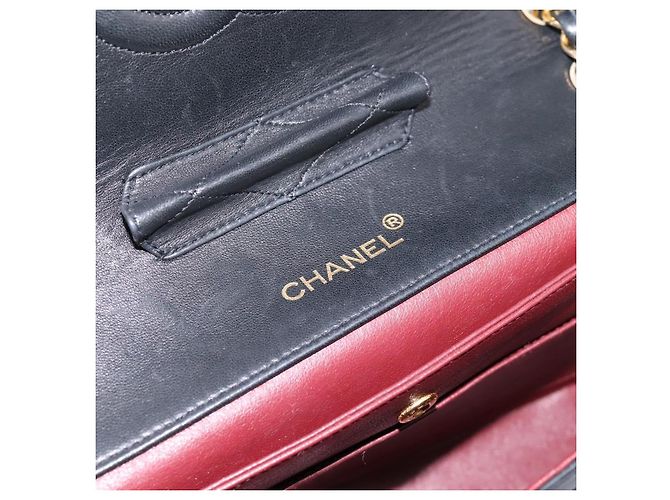 Sac CHANEL Double Flap Chain Matelasse en Agneau Noir et Or CC Auth yk20805SAM Doré - vue 15