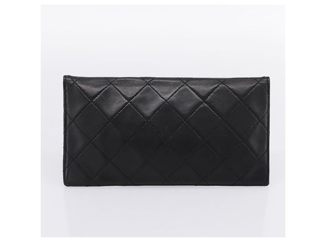 Sac CHANEL Double Flap Chain Matelasse en Agneau Noir et Or CC Auth yk20805SAM Doré - vue 26