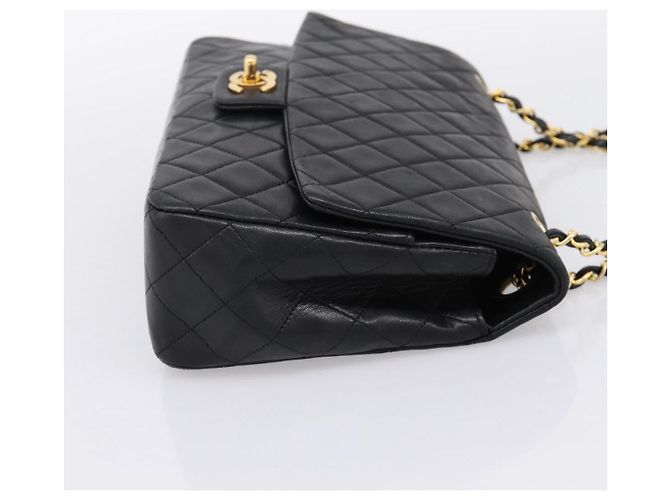Sac CHANEL Double Flap Chain Matelasse en Agneau Noir et Or CC Auth yk20805SAM Doré - vue 5