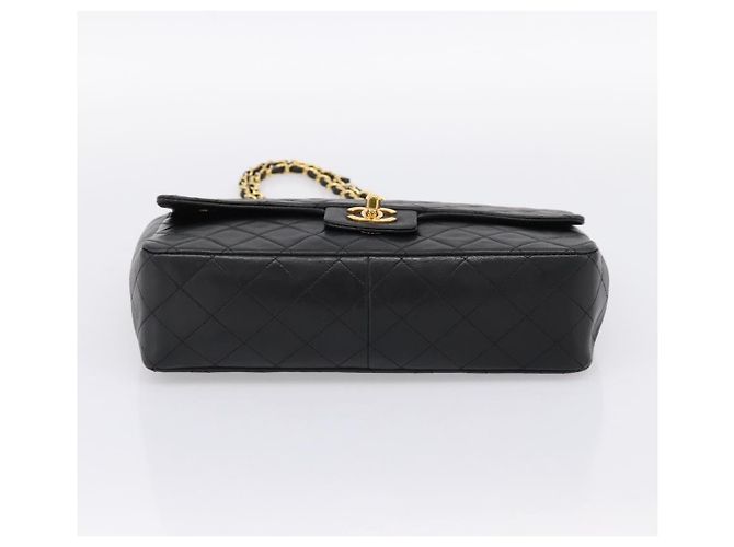 Sac CHANEL Double Flap Chain Matelasse en Agneau Noir et Or CC Auth yk20805SAM Doré - vue 9