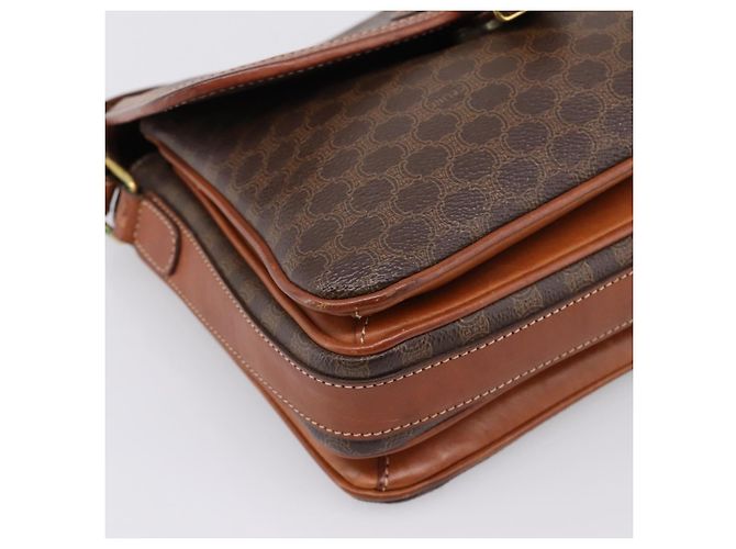 Céline Borsa a tracolla CELINE Macadam PVC Pelle Marrone Oro Auth 197775 D'oro - vista 11
