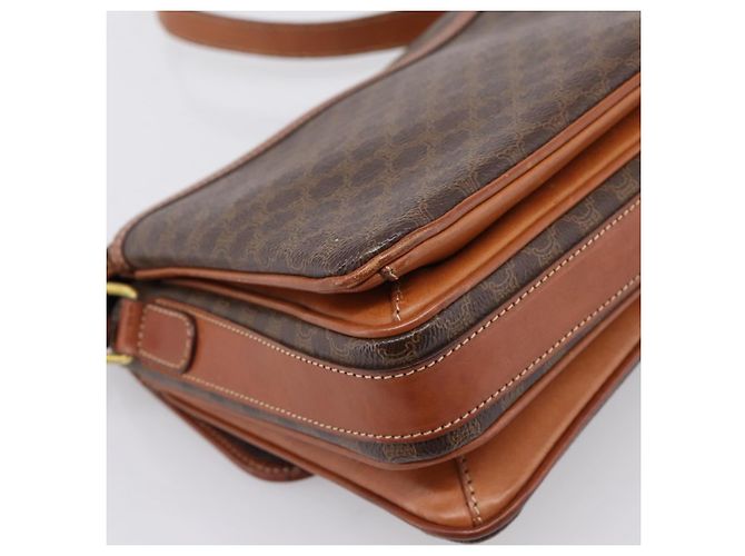 Céline Borsa a tracolla CELINE Macadam PVC Pelle Marrone Oro Auth 197775 D'oro - vista 13