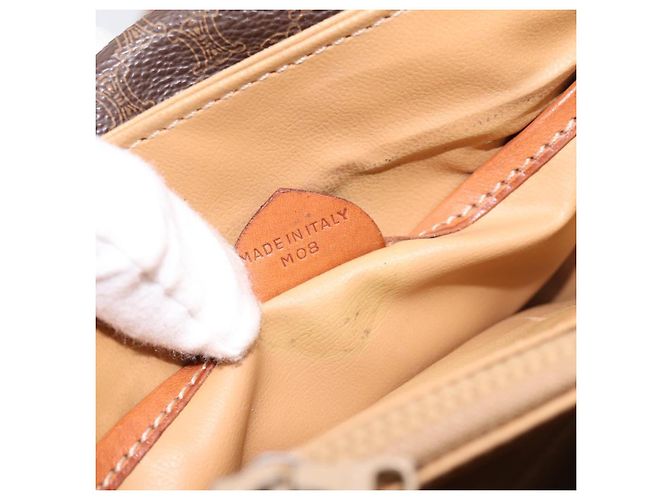 Céline Borsa a tracolla CELINE Macadam PVC Pelle Marrone Oro Auth 197775 D'oro - vista 24