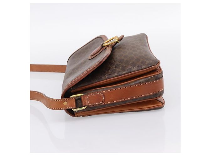 Céline Borsa a tracolla CELINE Macadam PVC Pelle Marrone Oro Auth 197775 D'oro - vista 4