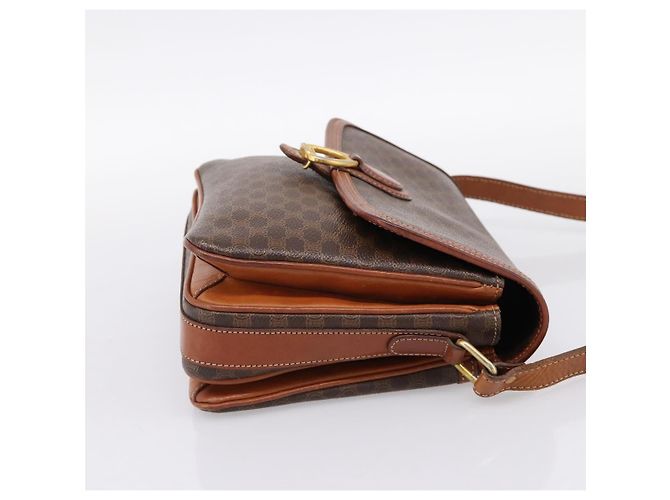 Céline Borsa a tracolla CELINE Macadam PVC Pelle Marrone Oro Auth 197775 D'oro - vista 5