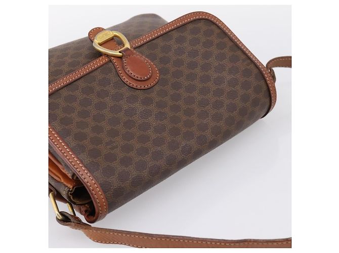 Céline Borsa a tracolla CELINE Macadam PVC Pelle Marrone Oro Auth 197775 D'oro - vista 6