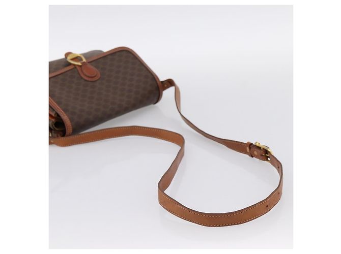 Céline Borsa a tracolla CELINE Macadam PVC Pelle Marrone Oro Auth 197775 D'oro - vista 7