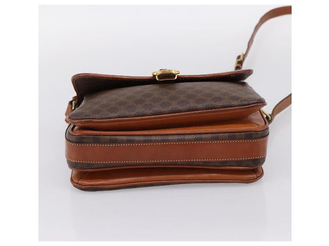 Céline Borsa a tracolla CELINE Macadam PVC Pelle Marrone Oro Auth 197775 D'oro - vista 9