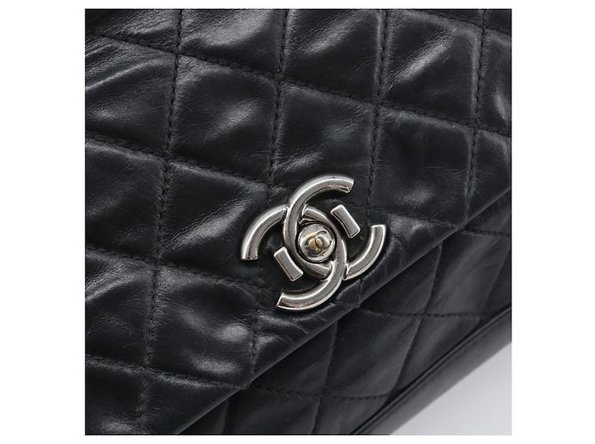 Borsa a tracolla CHANEL Matelasse con catena in pelle nera e argento CC Auth yk20837V Nero - vista 15