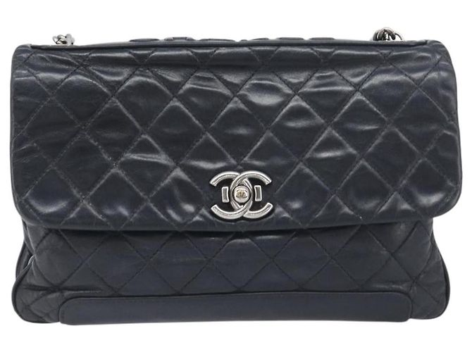 Borsa a tracolla CHANEL Matelasse con catena in pelle nera e argento CC Auth yk20837V Nero - vista 2
