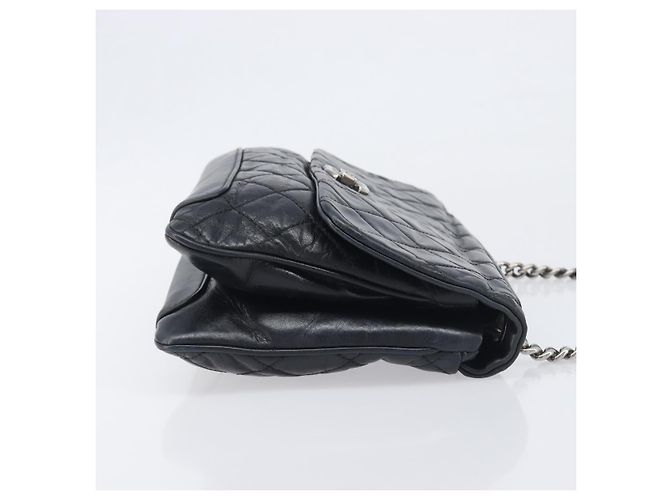 Borsa a tracolla CHANEL Matelasse con catena in pelle nera e argento CC Auth yk20837V Nero - vista 4