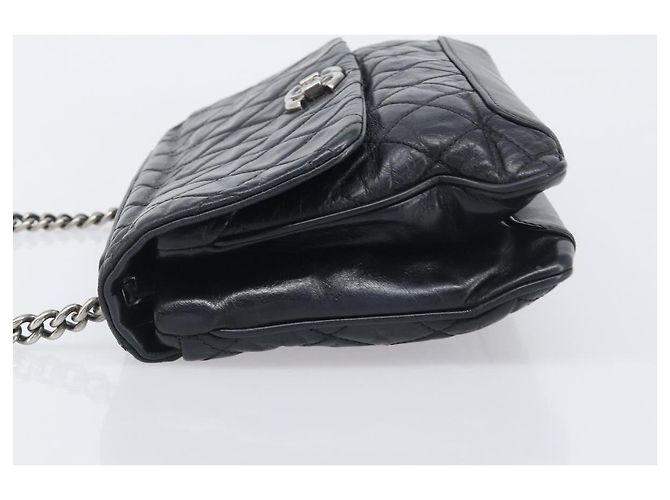 Borsa a tracolla CHANEL Matelasse con catena in pelle nera e argento CC Auth yk20837V Nero - vista 5