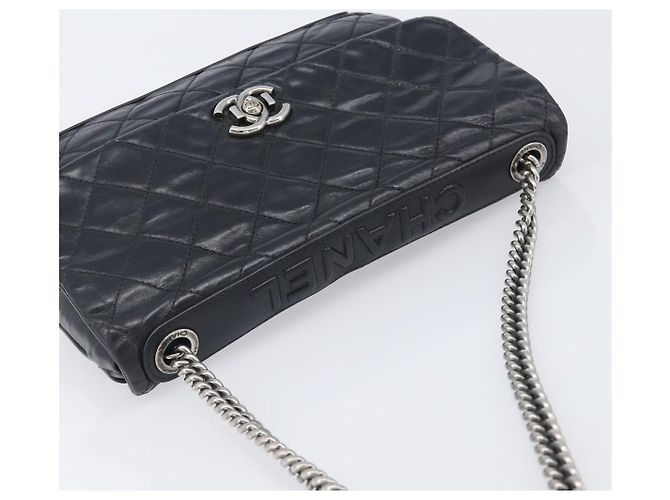 Borsa a tracolla CHANEL Matelasse con catena in pelle nera e argento CC Auth yk20837V Nero - vista 6