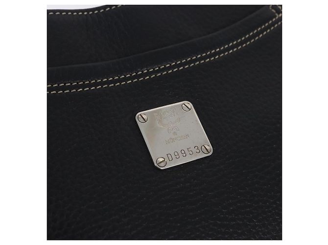 MCM Schultertasche Leder Schwarz Silber Auth 197876 - Ansicht 14