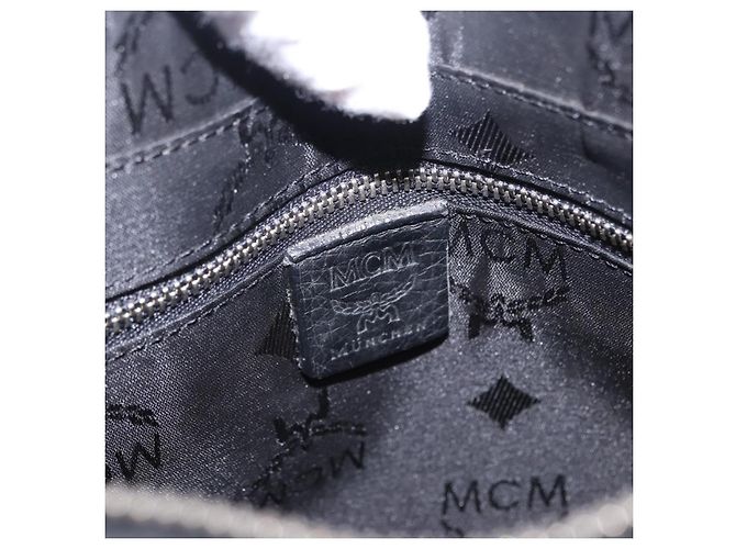 MCM Schultertasche Leder Schwarz Silber Auth 197876 - Ansicht 16
