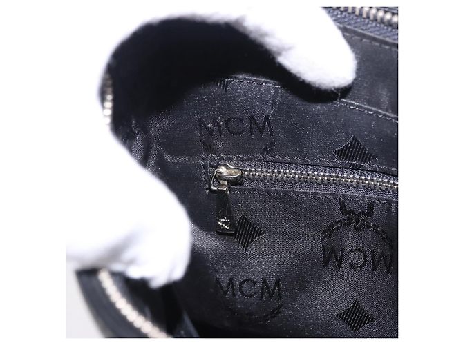 MCM Schultertasche Leder Schwarz Silber Auth 197876 - Ansicht 20