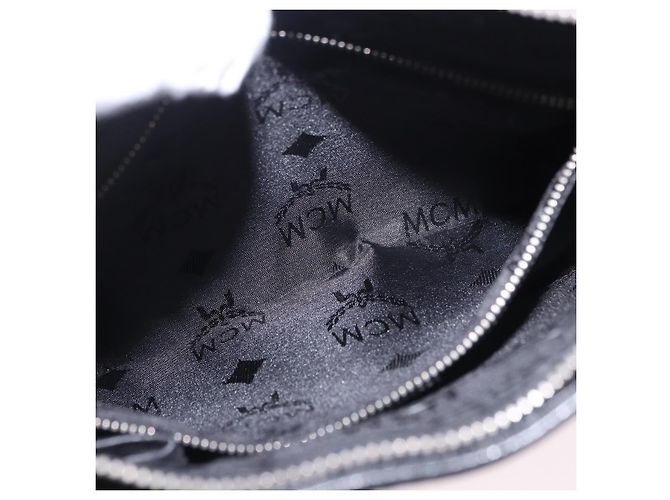 MCM Schultertasche Leder Schwarz Silber Auth 197876 - Ansicht 21