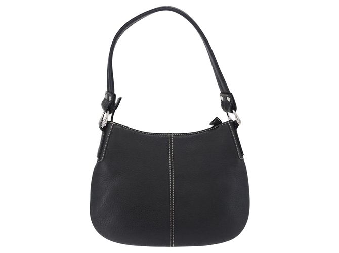 MCM Schultertasche Leder Schwarz Silber Auth 197876 - Ansicht 3