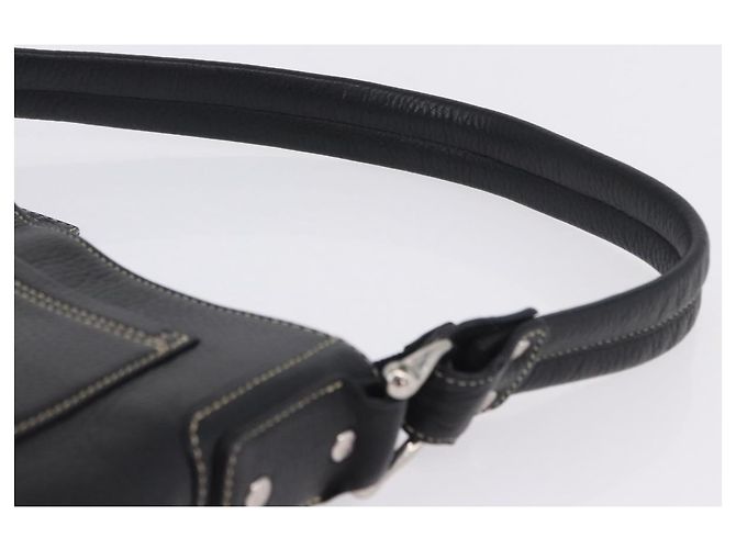 MCM Schultertasche Leder Schwarz Silber Auth 197876 - Ansicht 8