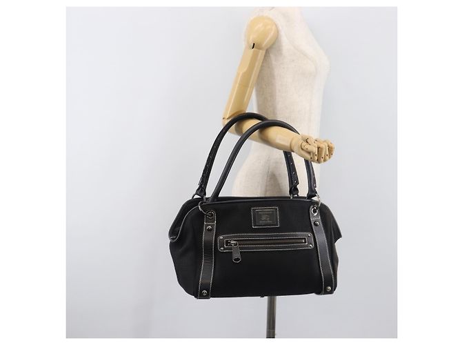 Borsa a mano BURBERRY Canvas Black Silver Auth ep15781 Nero Argento - vista 24