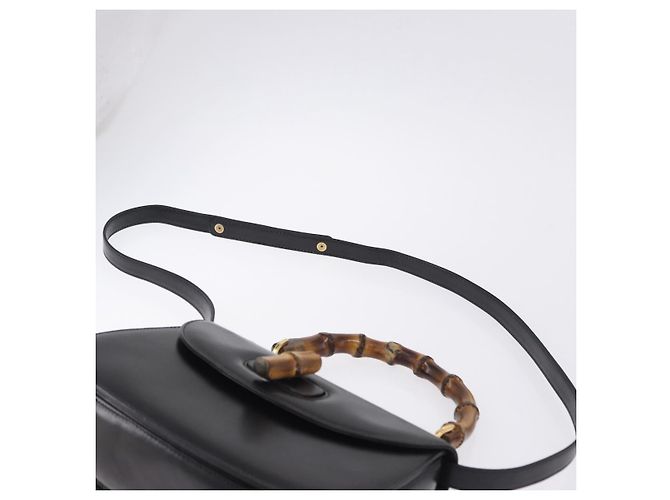 Borsa a mano GUCCI Bamboo in pelle 2way Nera Oro 000 46 0633 Auth am12260SAV Nero D'oro - vista 10
