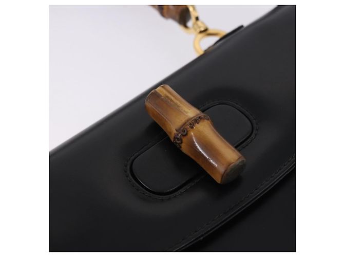 Borsa a mano GUCCI Bamboo in pelle 2way Nera Oro 000 46 0633 Auth am12260SAV Nero D'oro - vista 16