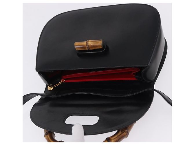 Borsa a mano GUCCI Bamboo in pelle 2way Nera Oro 000 46 0633 Auth am12260SAV Nero D'oro - vista 17