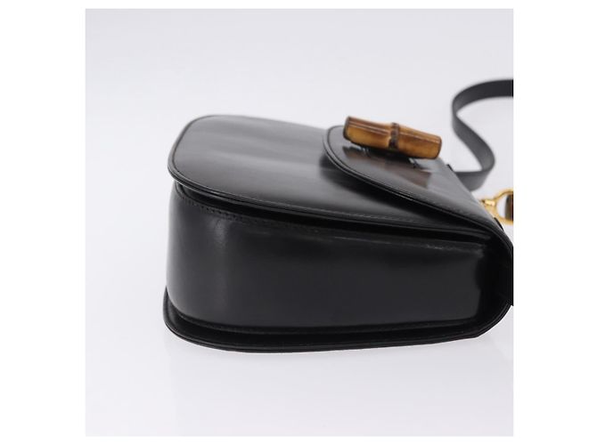Borsa a mano GUCCI Bamboo in pelle 2way Nera Oro 000 46 0633 Auth am12260SAV Nero D'oro - vista 4
