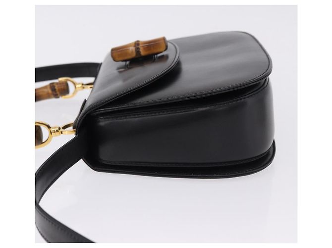 Borsa a mano GUCCI Bamboo in pelle 2way Nera Oro 000 46 0633 Auth am12260SAV Nero D'oro - vista 5