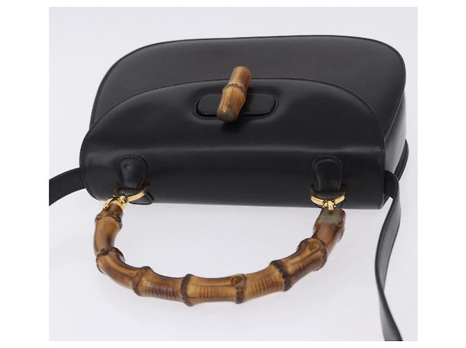 Borsa a mano GUCCI Bamboo in pelle 2way Nera Oro 000 46 0633 Auth am12260SAV Nero D'oro - vista 6