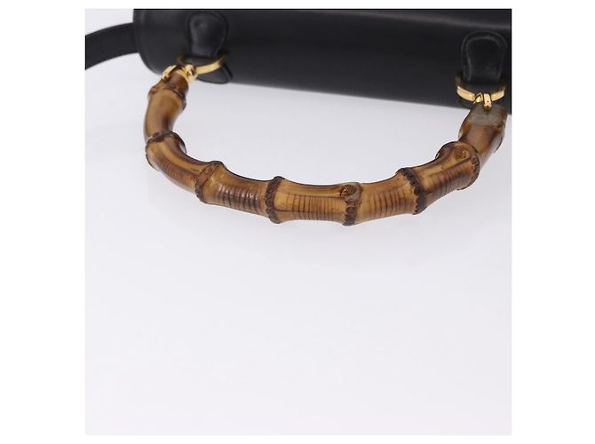 Borsa a mano GUCCI Bamboo in pelle 2way Nera Oro 000 46 0633 Auth am12260SAV Nero D'oro - vista 7