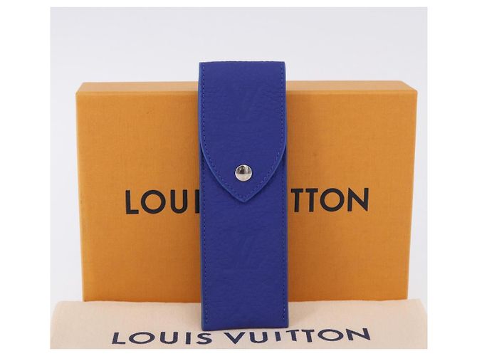 LOUIS VUITTON Astuccio per penne Monogram Emboss Blue GI1199 LV Auth 198556M - vista 12