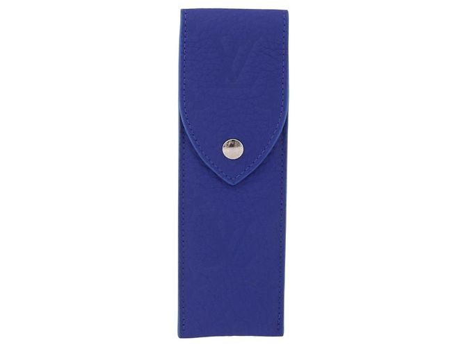 LOUIS VUITTON Astuccio per penne Monogram Emboss Blue GI1199 LV Auth 198556M - vista 13