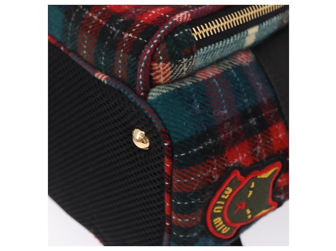 Zaino Miu Miu Lana Pelle Rosso Verde Oro Auth 196641M D'oro - vista 18