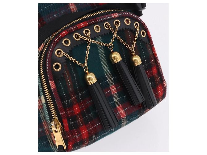 Zaino Miu Miu Lana Pelle Rosso Verde Oro Auth 196641M D'oro - vista 22