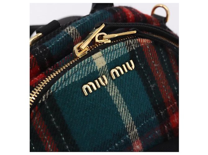 Zaino Miu Miu Lana Pelle Rosso Verde Oro Auth 196641M D'oro - vista 23