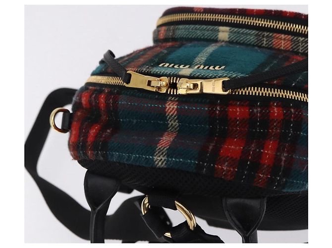 Zaino Miu Miu Lana Pelle Rosso Verde Oro Auth 196641M D'oro - vista 6