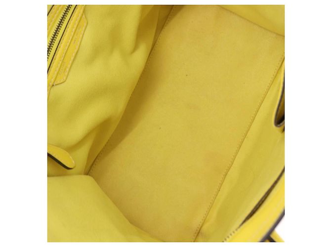 Céline CELINE Luggage Mini Hand Bag Leather Yellow Auth 197304V Giallo - vista 10