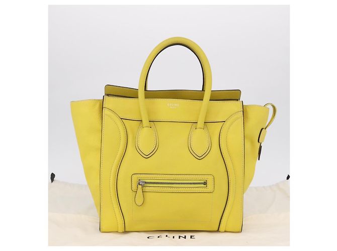 Céline CELINE Luggage Mini Hand Bag Leather Yellow Auth 197304V Giallo - vista 12