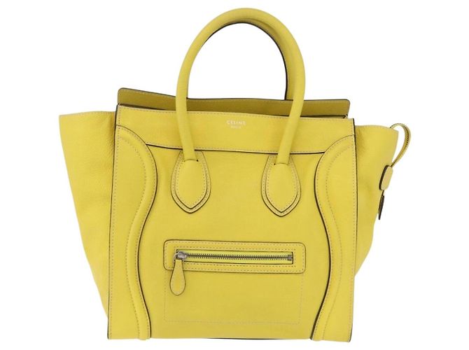 Céline CELINE Luggage Mini Hand Bag Leather Yellow Auth 197304V Giallo - vista 13